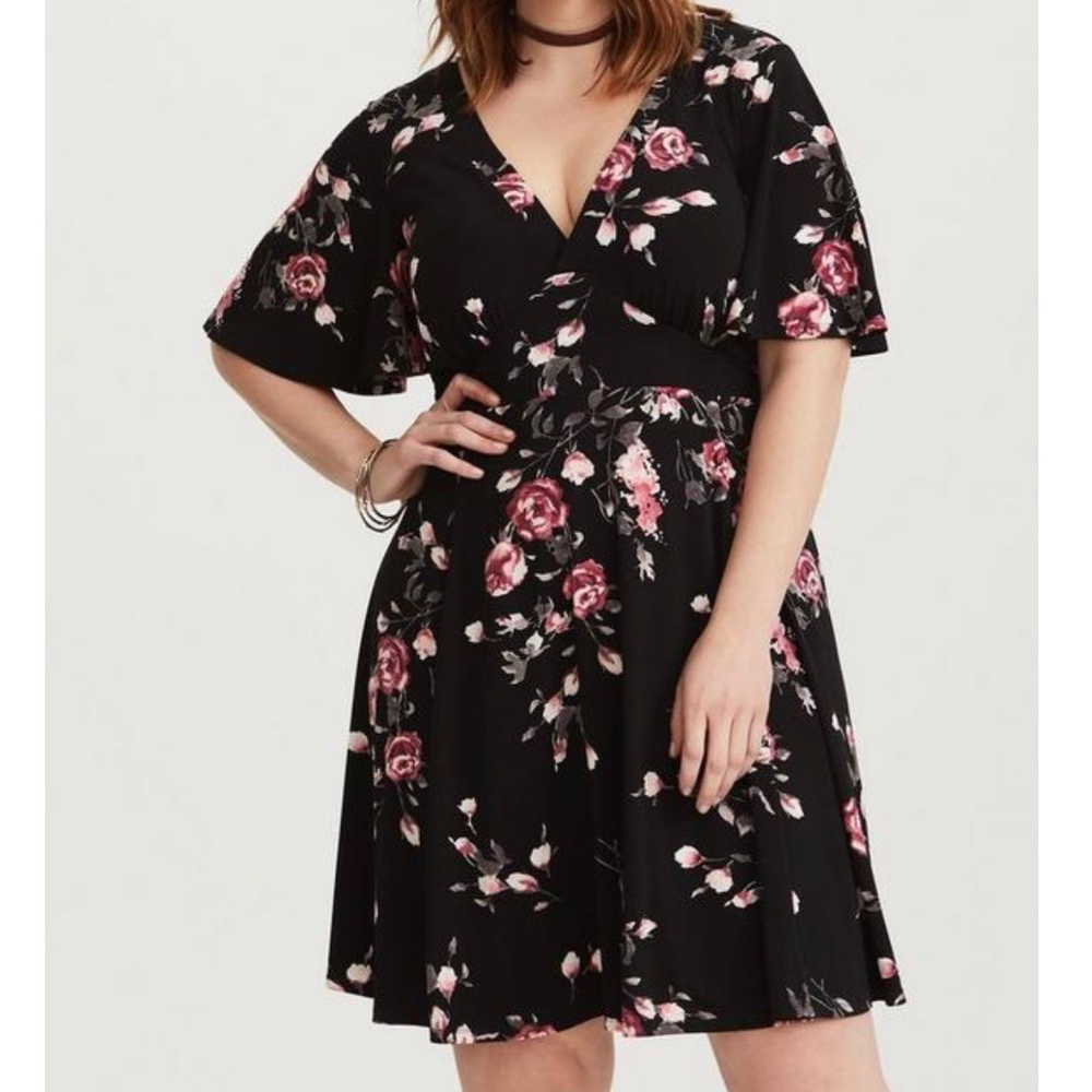 Torrid flutter sleeve skater dress
